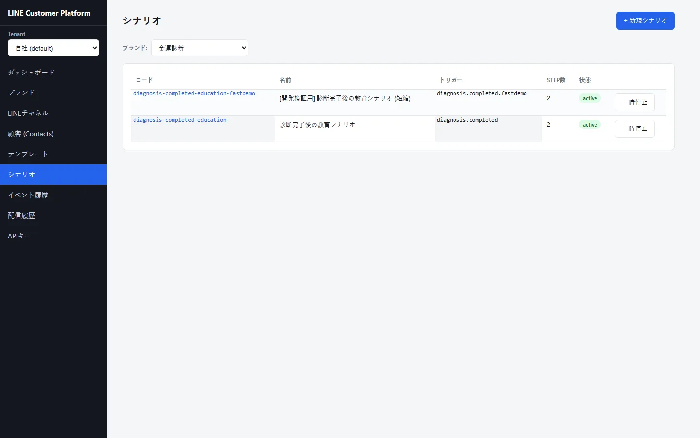LINE顧客配信プラットフォームの実画面 1